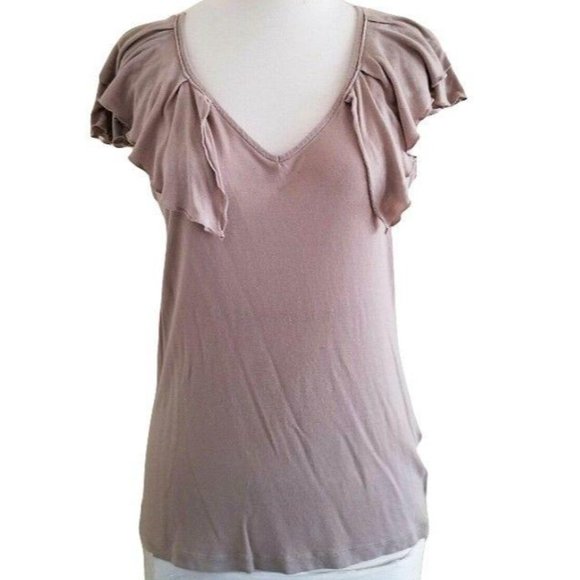 New York & Company Women's V-Neck Ruffle Flutter Sleeves Blouse Top Size Small - Picture 1 of 10